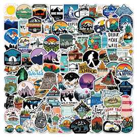跨境野营贴纸OutdoorCampingSticker100张防水户外行李箱露营贴纸