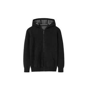 Inner Mongolia Cashmere Cardigan for Men, 100% Cashmere Sweatshirt with Pockets, Hooded Zipper Knit Jacket, Thickened