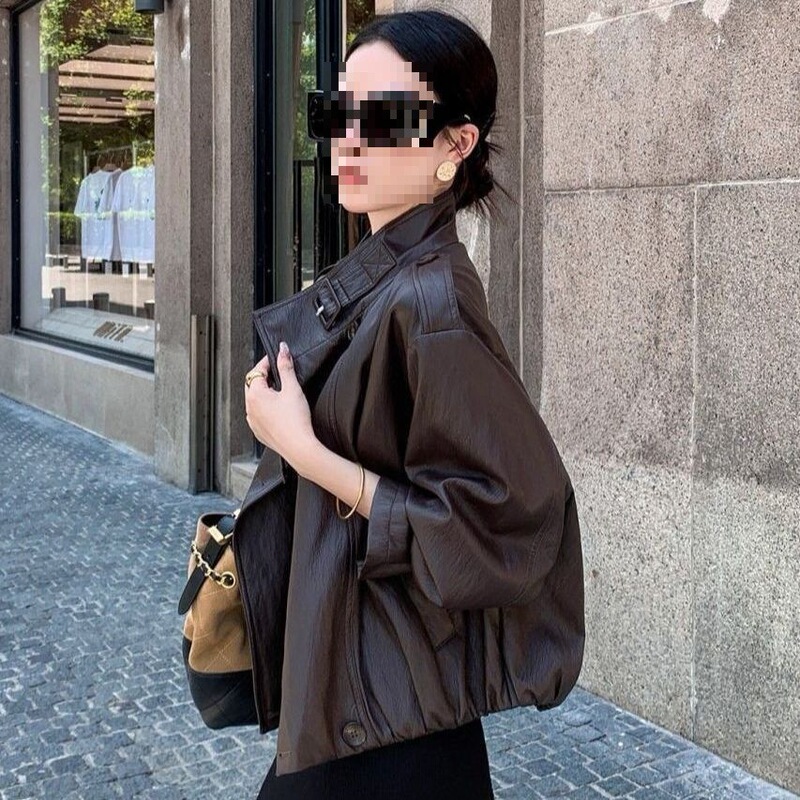 American Retro Stand-Up Collar Leather Jacket for Women, Autumn New Style, Loose Temperament, Versatile Casual and Western Style Leather Jacket American Retro Stand-Up Collar Leather Jacket for Women, Autumn New Style, Loose Temperament, Versatile Casual and Western Style Leather Jacket