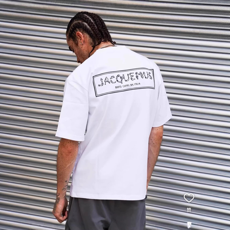 2026 European and American Trendy Brand Jacquemus Capri Island Fish Cartoon 280g Heavyweight T-Shirt Short Sleeve Factory Direct Sale 2026 European and American Trendy Brand Jacquemus Capri Island Fish Cartoon 280g Heavyweight T-Shirt Short Sleeve Factory Direct Sale