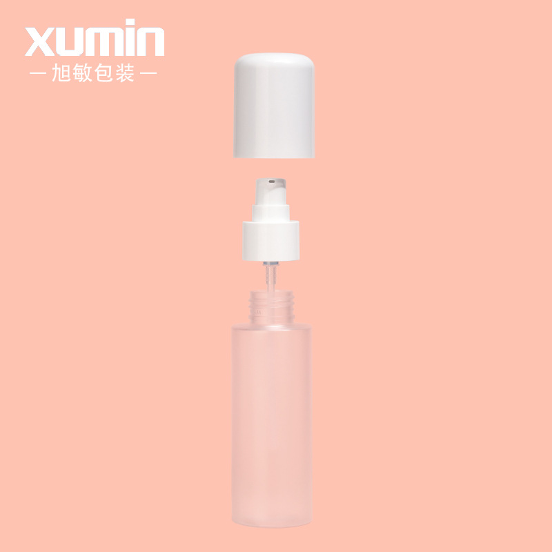 Xumin venta al por mayor tapa superior redonda blanca PET set botella 100mL botella de loción esmerilada 50g botella de crema 30 botella cuentagotas