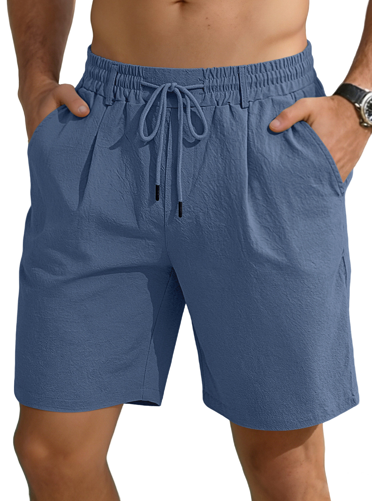 Transfronterizo Amazonwish comercio exterior hombre nuevo suelto lino pull-out pantalones deportivos casuales de color puro