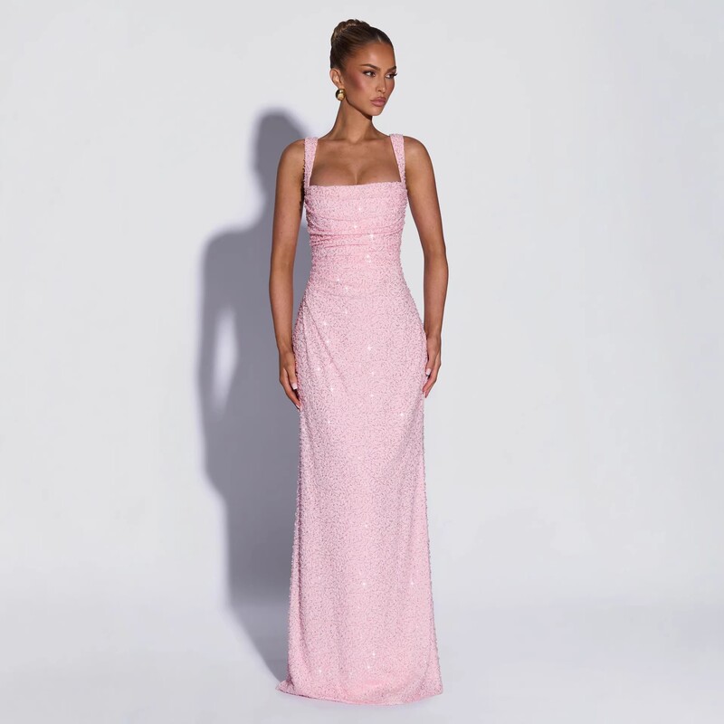 Personalized Sequined Solid Color Tube Top Dress for Women 2026 Spring New Style Sleeveless Fashion Suspender Slit Waist-Cinching Long Dress Personalized Sequined Solid Color Tube Top Dress for Women 2026 Spring New Style Sleeveless Fashion Suspender Slit Waist-Cinching Long Dress