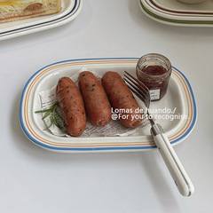 ins韓風盤子簡約下午茶點心盤甜品盤家用迷你菜盤陶瓷釉下彩好看