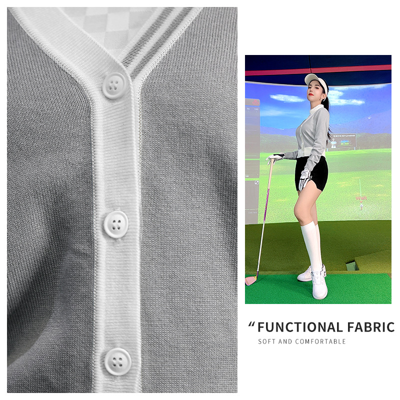 Áo khoác len nữ PGM dệt kim co giãn ấm áp dành cho golf — YF753 [vải co giãn/kết cấu khác nhau ở mặt sau] áo khoác len màu đen
