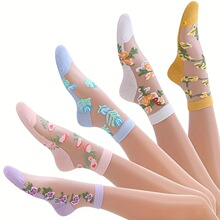 V 12274 Cotton Sole Crystal Silk Mid Calf Socks �޵�ˮ��˿��