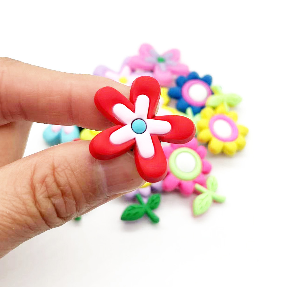 Flower Pattern Winter, Summer, Spring Season Flower Shoe Accessories PVC Winter Summer Spring Shoe Buckle