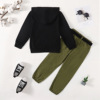 Demi-season jacket for boys with letters, solid trousers, set, 2023 collection, Korean style, long sleeve