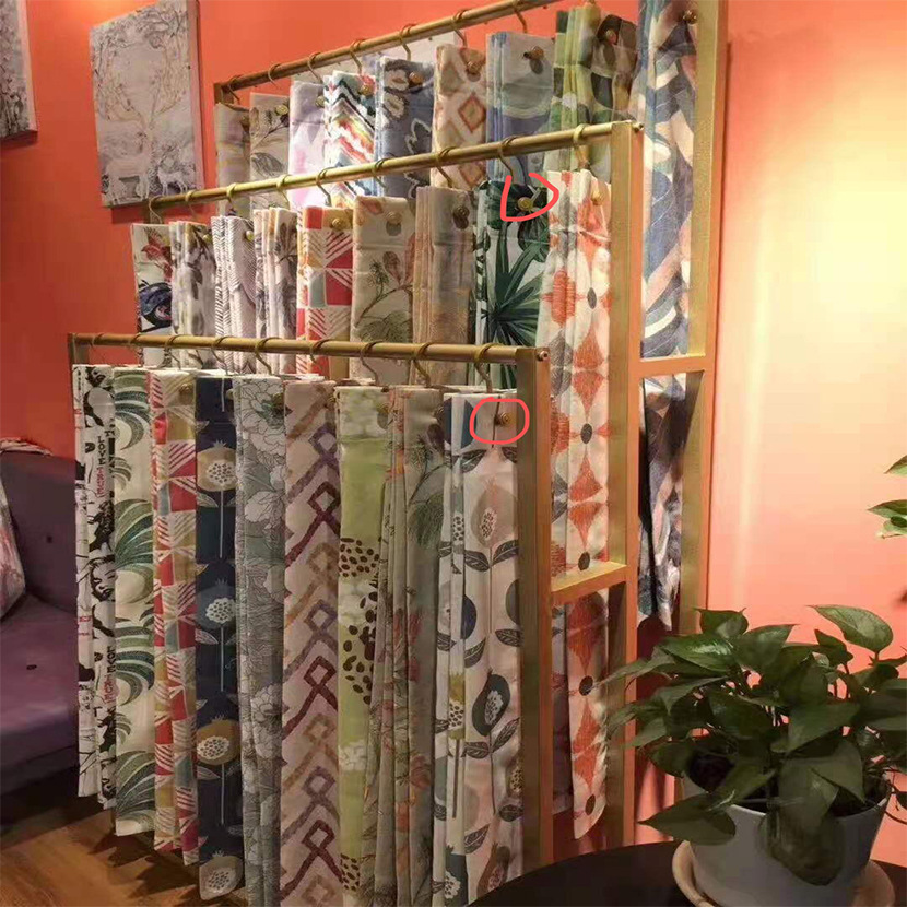 窗帘吊卡展示架金色黑色布艺落地晾衣架子厂家直销窗饰挂版展示架