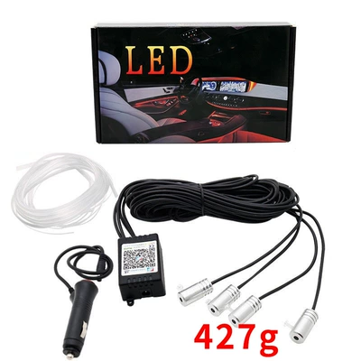 Car atmosphere light LED optical fiber cold light mobile phone APP remote control atmosphere foot light car voice control colorful drag 4 (Other lights) - one-to-four-5-meter-optical-fiber