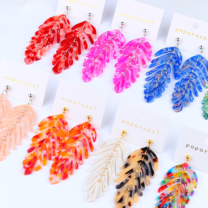 Fashion Leaves Arylic Tassel Womenu0027S Drop Earrings 1 Pair
