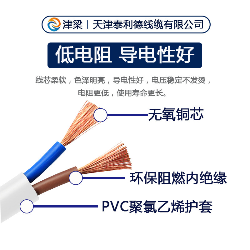 工場直販 RVV 難燃性シース電源コード 3 芯 6 平方ワイヤー国家標準銅コア屋外プラグインケーブル|undefined