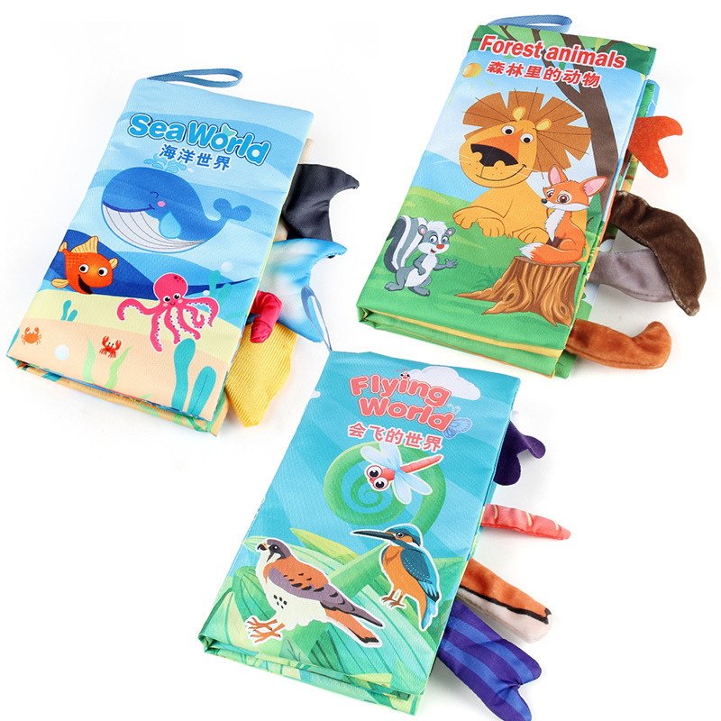 Educación temprana bebé animal cola libro de tela animal marino Libro de Palma bosque animal libro de tela juguete transfronterizo image 11