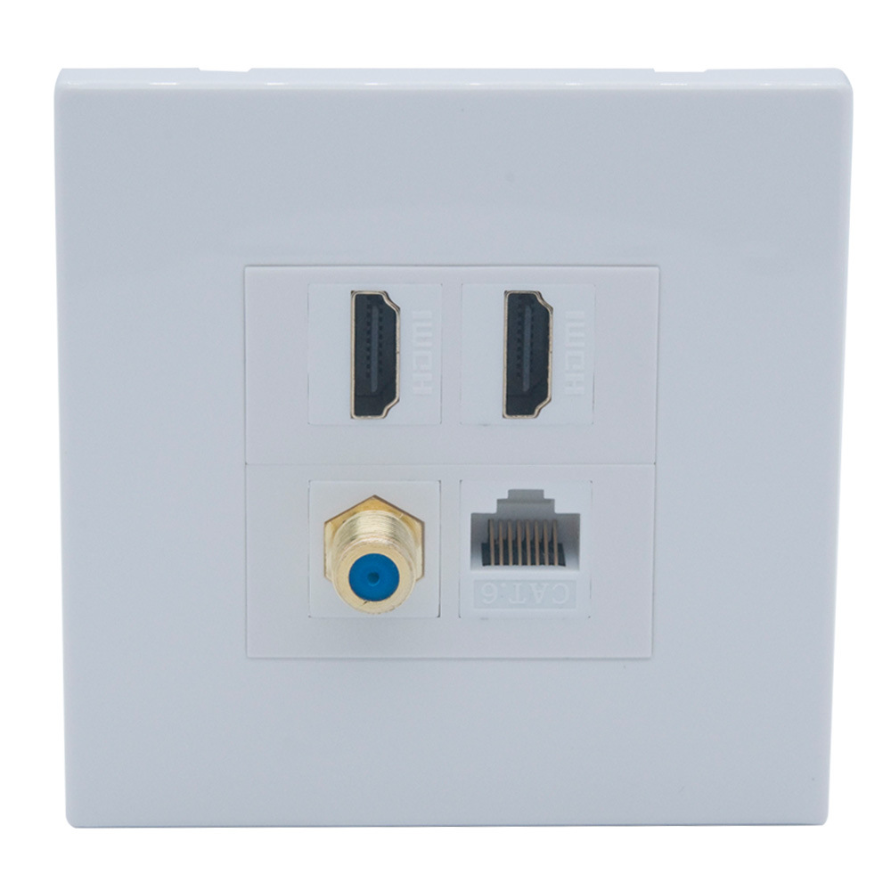 欧式86型 双口HDMI 单口镀金F头 CAT6 RJ45 面板 可搭配45模块