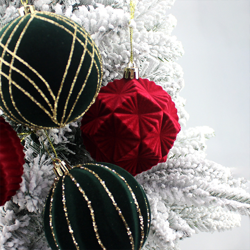 Bolas de Navidad flocado bolas de Navidad bolas de decoración de Navidad 8cm / 16pcs bolas de Navidad árbol de Navidad colgante de decoración de Navidad