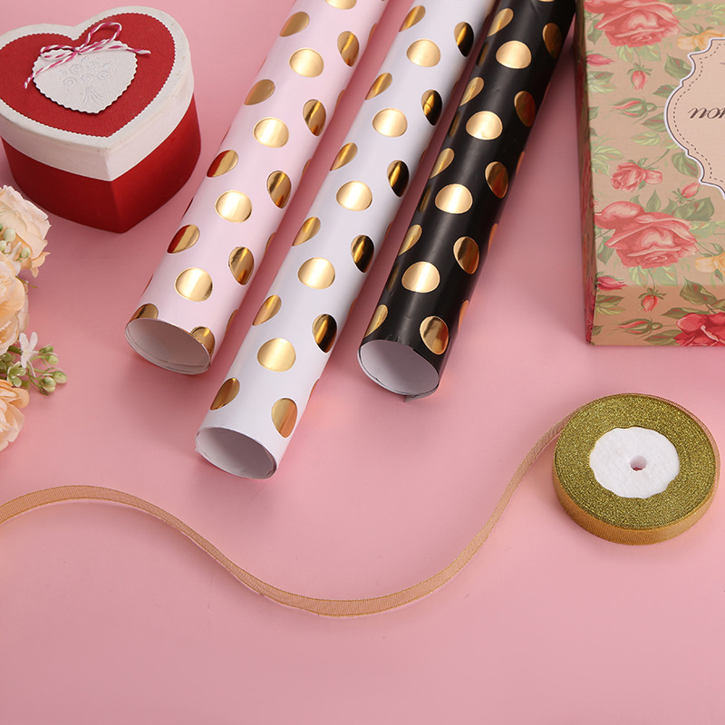 Papel de regalo de San Valentín al por mayor caja de regalo romántica papel de regalo Polka Dot giling exquisito papel de regalo