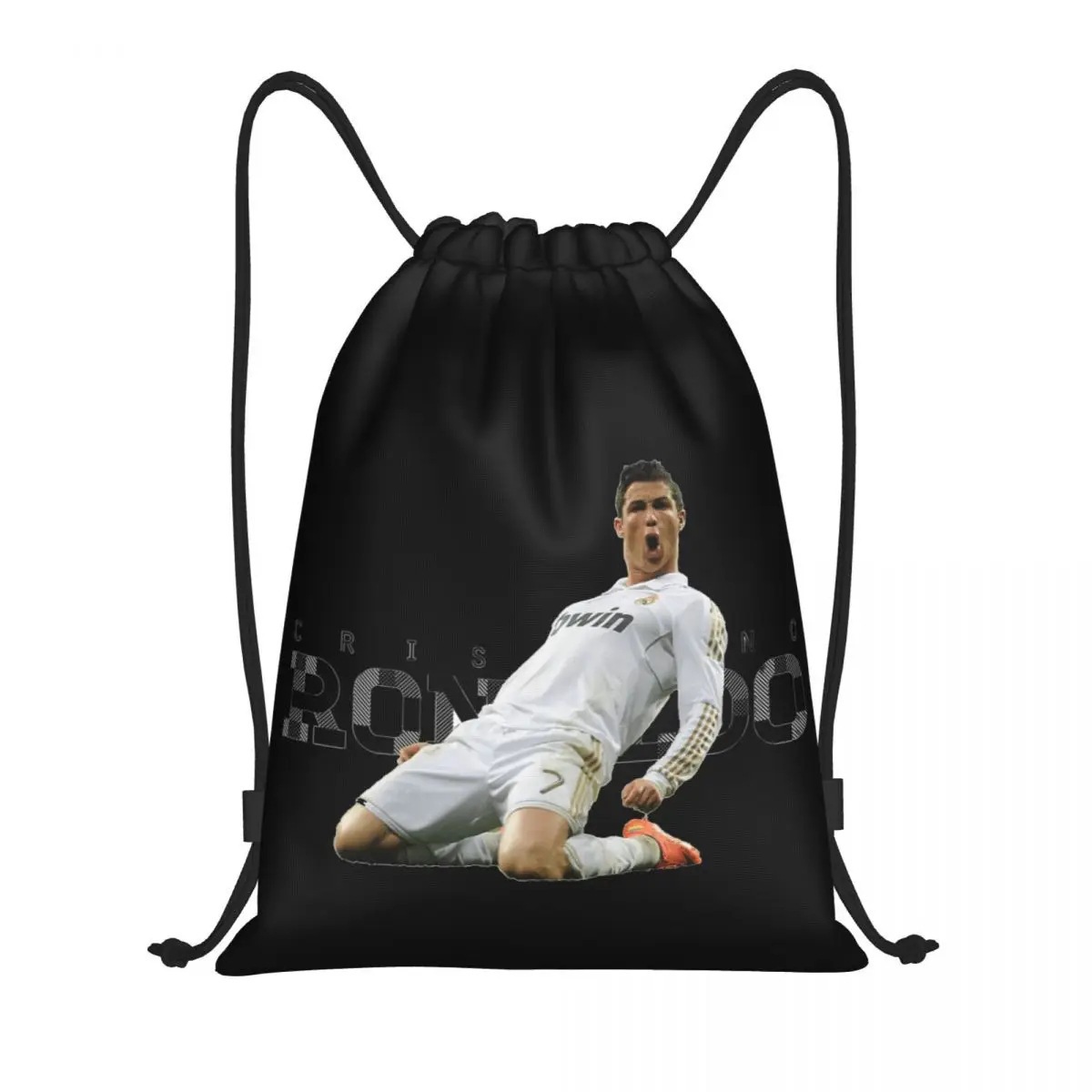 새로운 CR7 인쇄 번들 포켓 C LUO 학생 대용량 축구 가방 드로스트링 가방 폴리에스테르 내마모성 저장 가방 도매