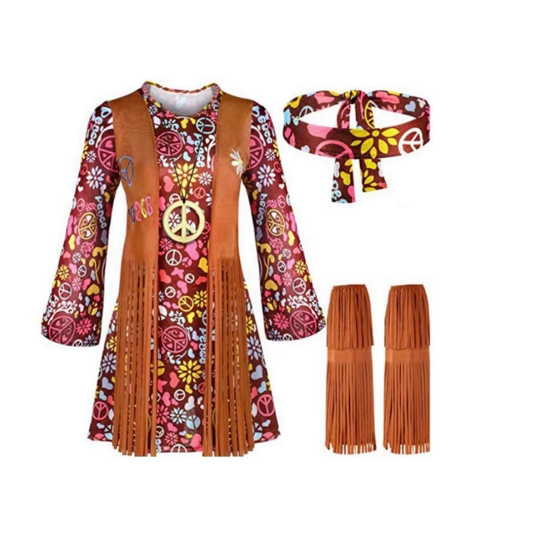 Богемное платье, женское ретро-цветочное профессиональное женское юбочное платье, замшевый этнический племенной костюм