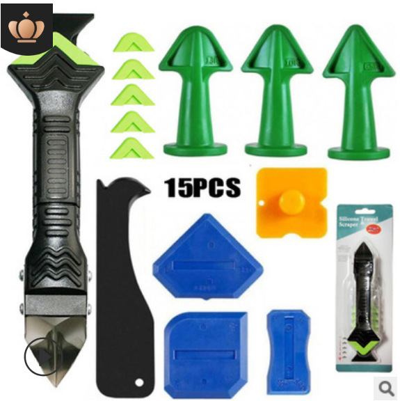 15 피스 세트 (3 녹색 고무 노즐 녹색 블리스 터 3 1 금속 스크레이퍼 1 6 소프트 헤드 1 옐로우 스크레이퍼 4 음과 양 앵글 스크레이퍼) * 0.225