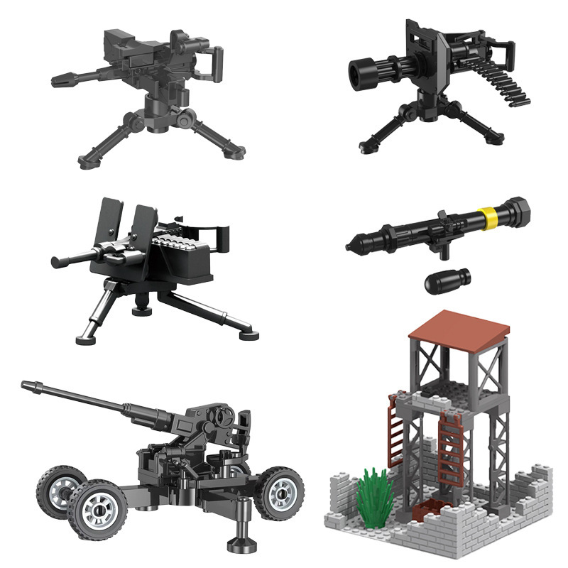 Foreign Trade Assembled Building Blocks Soldier Figure Accessories Weapons Howitzer Rocket Launcher Anti-aircraft Gun Military Toys