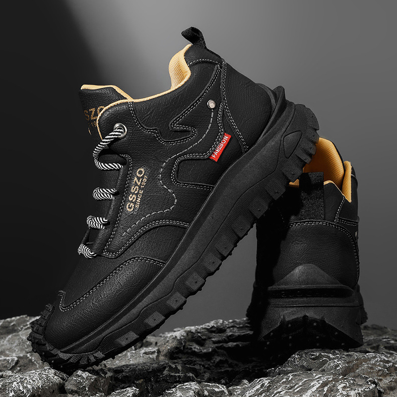 Men's High-Top Work Shoes, Thick-Soled, Slip-Resistant, Wear-Resistant Outdoor Casual Shoes, Fashionable And Versatile H_vogvips.com