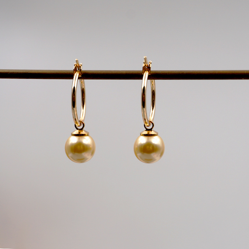 Elegant Einfacher Stil Geometrisch Imitationsperle Titan Stahl Kupfer Überzug Ohrringe Halskette display picture 2
