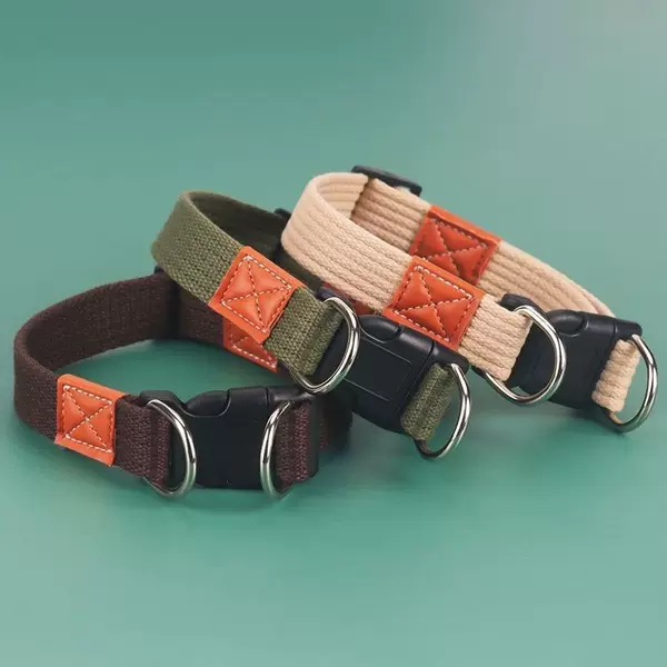 Adjustable canvas pet collar for dogs, suitable for large, medium, and small breeds, thickened collar for Corgis, Golden Retrievers, and Labradors