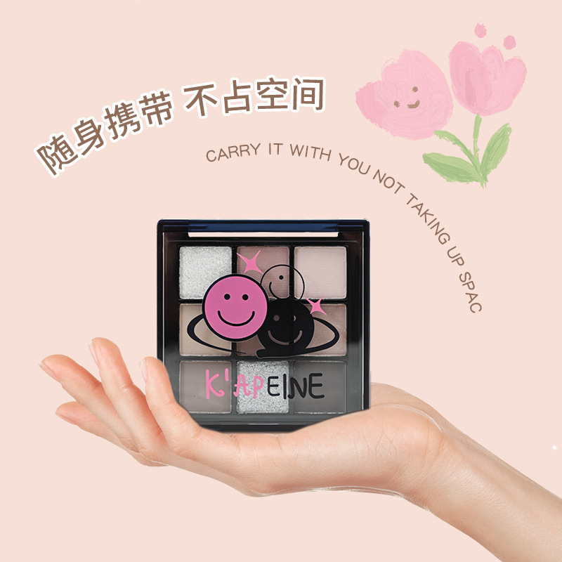 Capel rosa fresco cara sonriente paleta de sombras de ojos de nueve colores perlado mate diamante gris rosa tierra sombra de ojos diaria