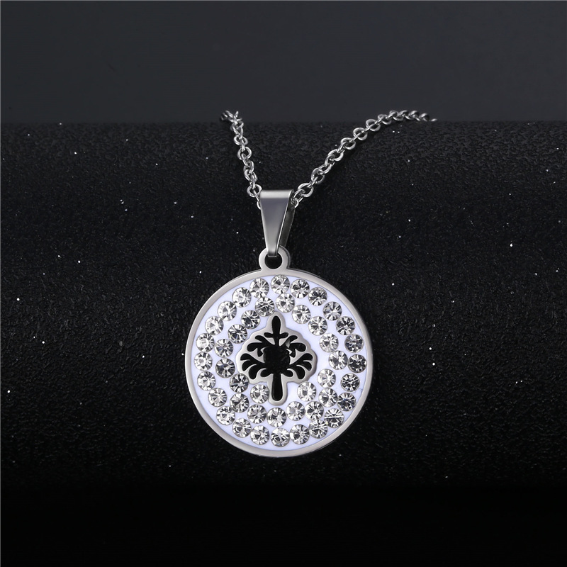 Wholesale Jewelry Simple Hollow Tree Of Life Round Pendant Stainless Steel Necklace Nihaojewelry display picture 2