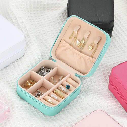 Zipper bag accessories earrings ear studs necklace rings jewelry portable storage box jewelry box jewelry organizer