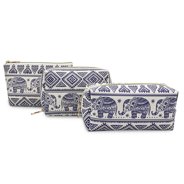 Transfronterizo nuevo elefante impreso bolsa de cosméticos de cuatro piezas de gran capacidad bolsa de almacenamiento de embrague Portátil Bolsa de lavado a prueba de agua