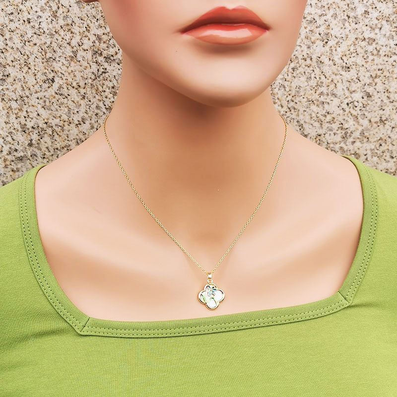 Simple Style Flower Deer Copper Enamel Plating Inlay Shell Pendant Necklace 1 Piece