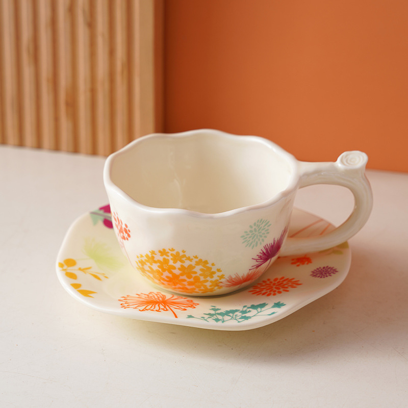 Nuevo estilo coreano juego de tazas y platillos de cerámica pintados a mano taza de café de pareja taza de leche taza de desayuno universal lindo para niños