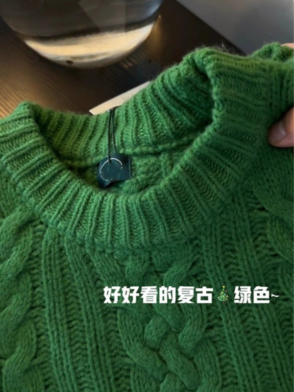 韩系复古黑色麻花毛衣女秋冬加厚宽松慵懒外穿显瘦纯色毛针织上衣|undefined