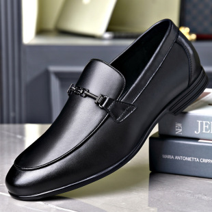 Genuine Leather Men's Shoes Summer Mesh Breathable Leather Shoes Men's Business Classic Casual Small Leather Shoes Slip-On Slip-On Shoes for Men