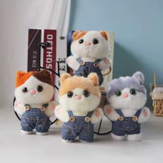 可爱萌背带裤小奶猫挂件毛绒玩具公仔小猫咪书包包挂饰钥匙扣礼品