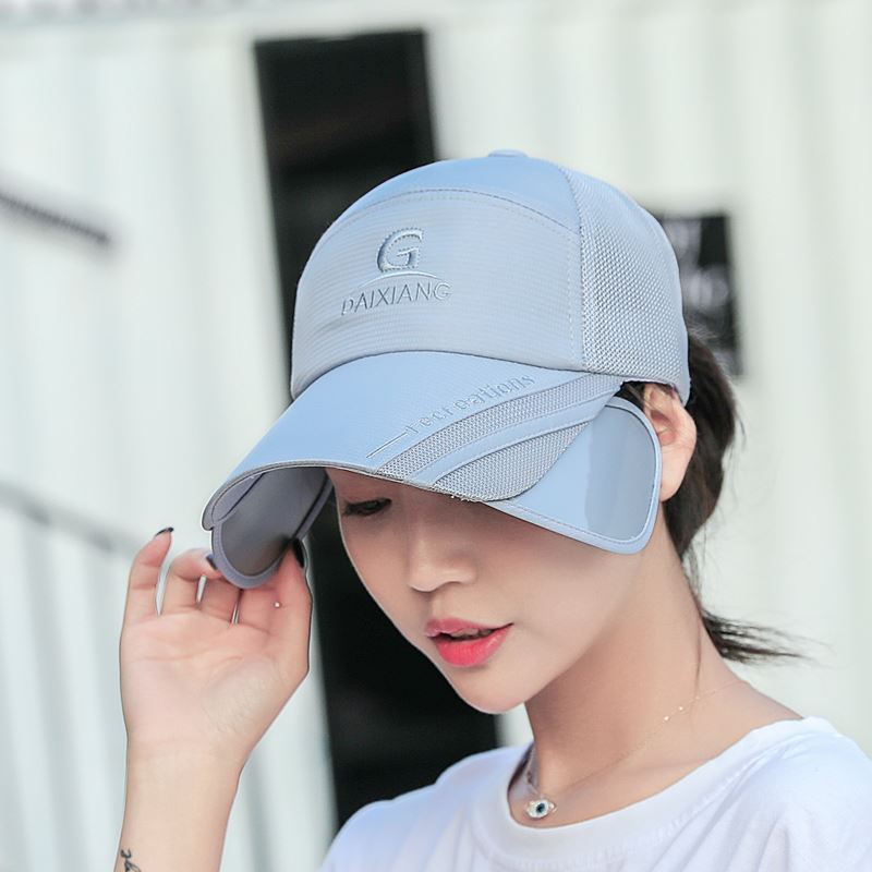 Sombrero de sol retráctil transpirable de verano, sombrero de pelo para hombres y mujeres, diseño de doble propósito, sombrero solar coreano, delgado secado rápido