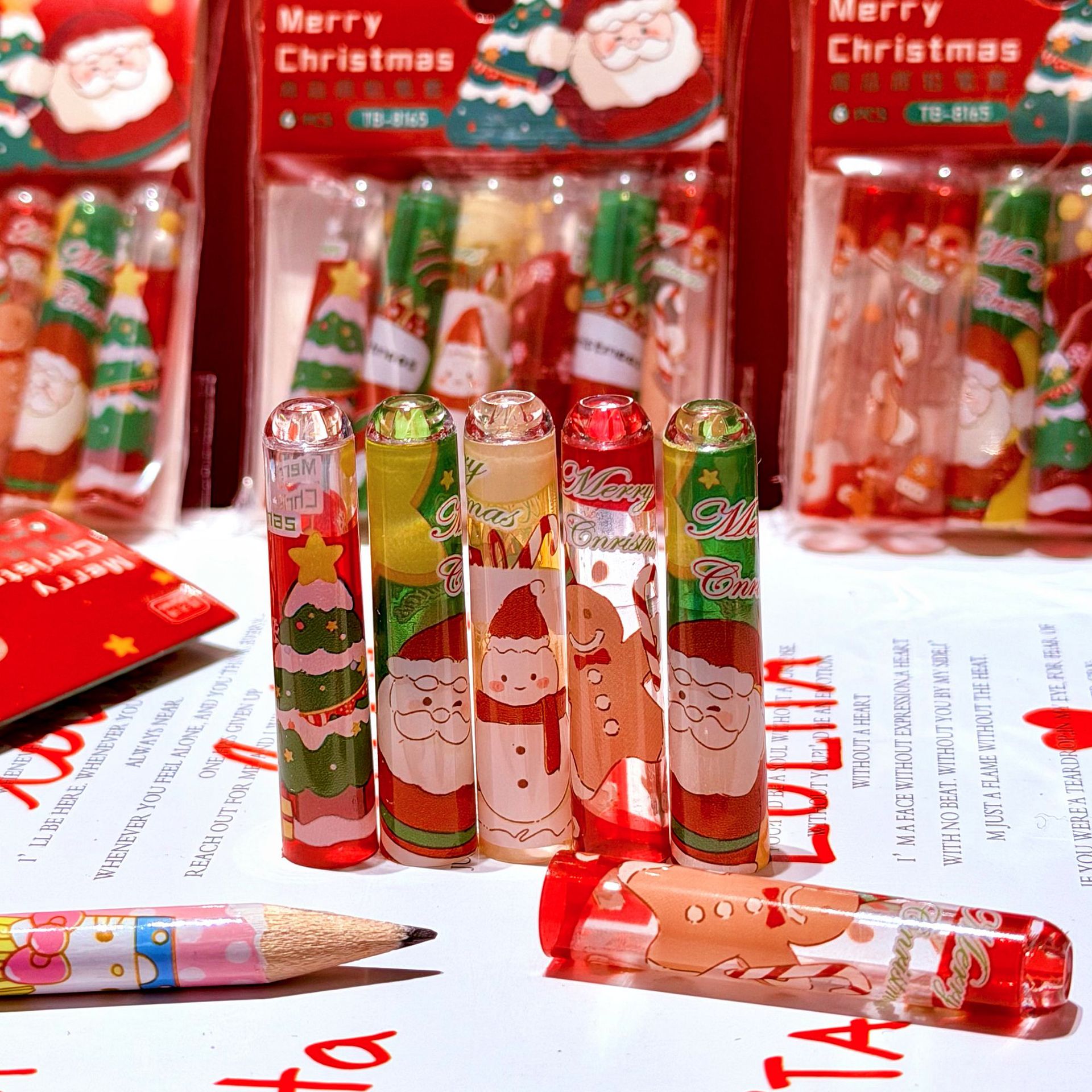 Nueva funda de lápiz de Navidad de alto valor facial adorable lápiz anti-punchada y anti-rotura funda de lápiz papelería