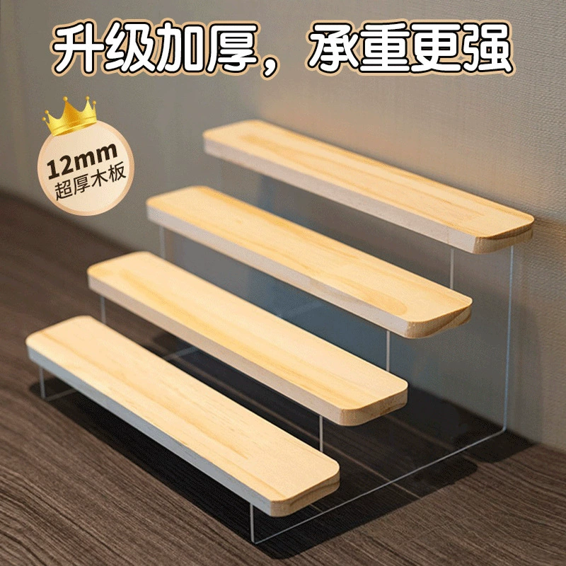 Стеллаж-лестница из акрила и дерева, многоярусная подставка для кукол, настольная подставка для демонстрации и хранения, на заказ