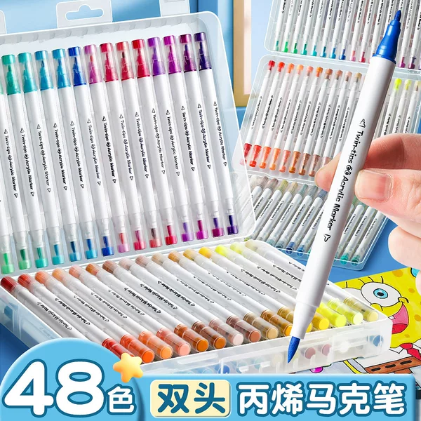 Acrylic marker pen double-headed children's non-transparent color stackable color brush creative simple primary school students with washable