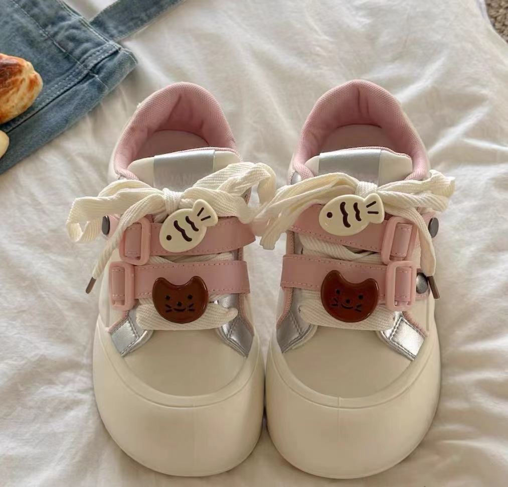 2025 primavera nuevas zapatillas de todo fósforo estudiantes zapatos de lona coreanos Harajuku de corte bajo zapatos blancos pequeños de nicho Yuanbo 1725 image 4