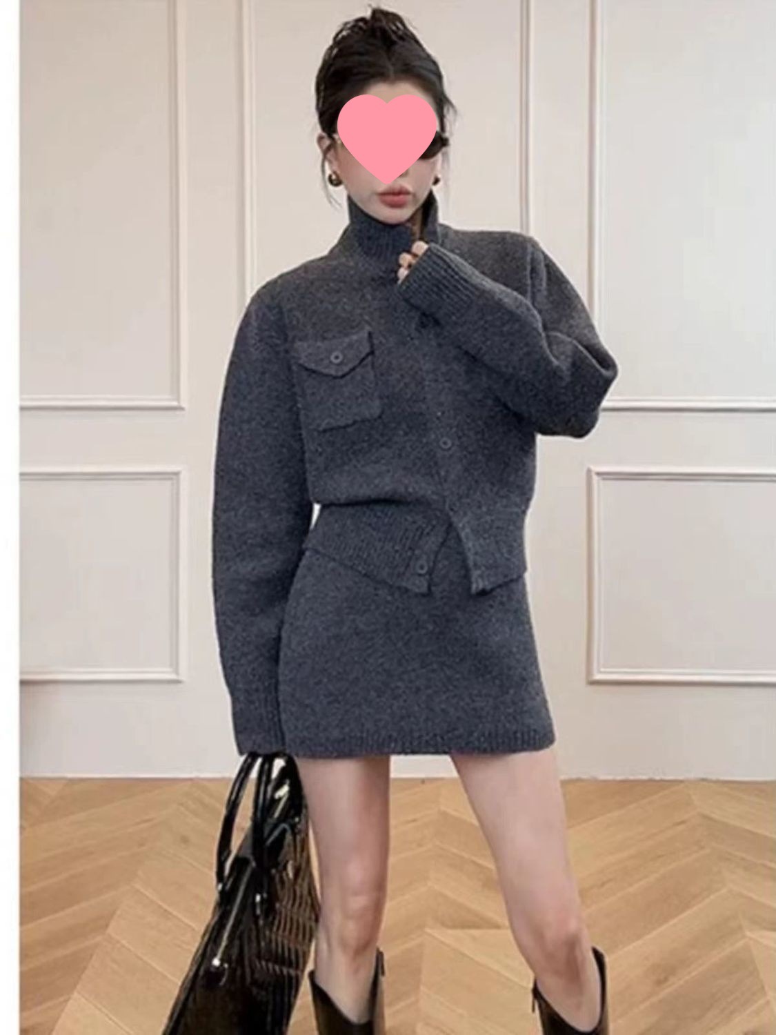 韩系一整套穿搭针织套装裙女2025冬季新款小众时尚洋气加厚两件套