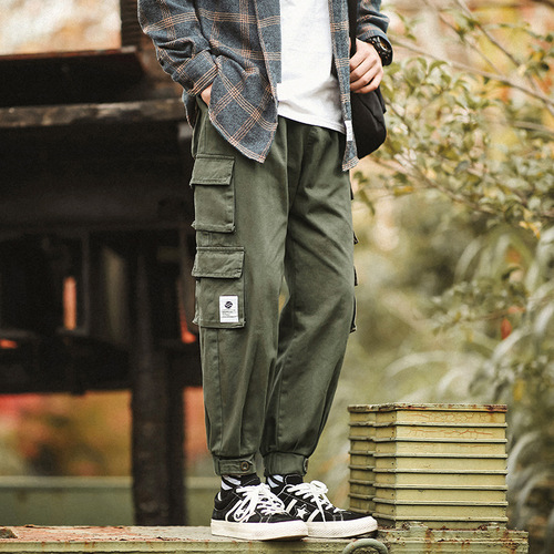 Men's Fall Compression Work Pants, Oversized Loose Straight Leg Casual Pants for Plus Size, Trendy Streetwear, Korean Style