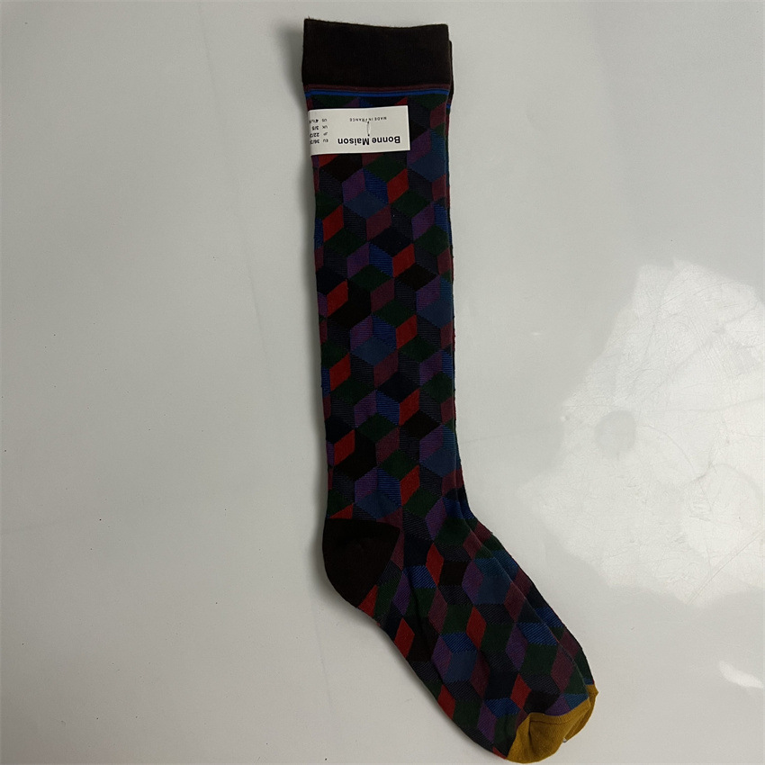 Calzini lunghi Happy Socks in cotone con motivo astratto artistico intrecciato, alti fino al ginocchio, autunno inverno, BOONE MAISON, 2025d, francesi_voghion.com