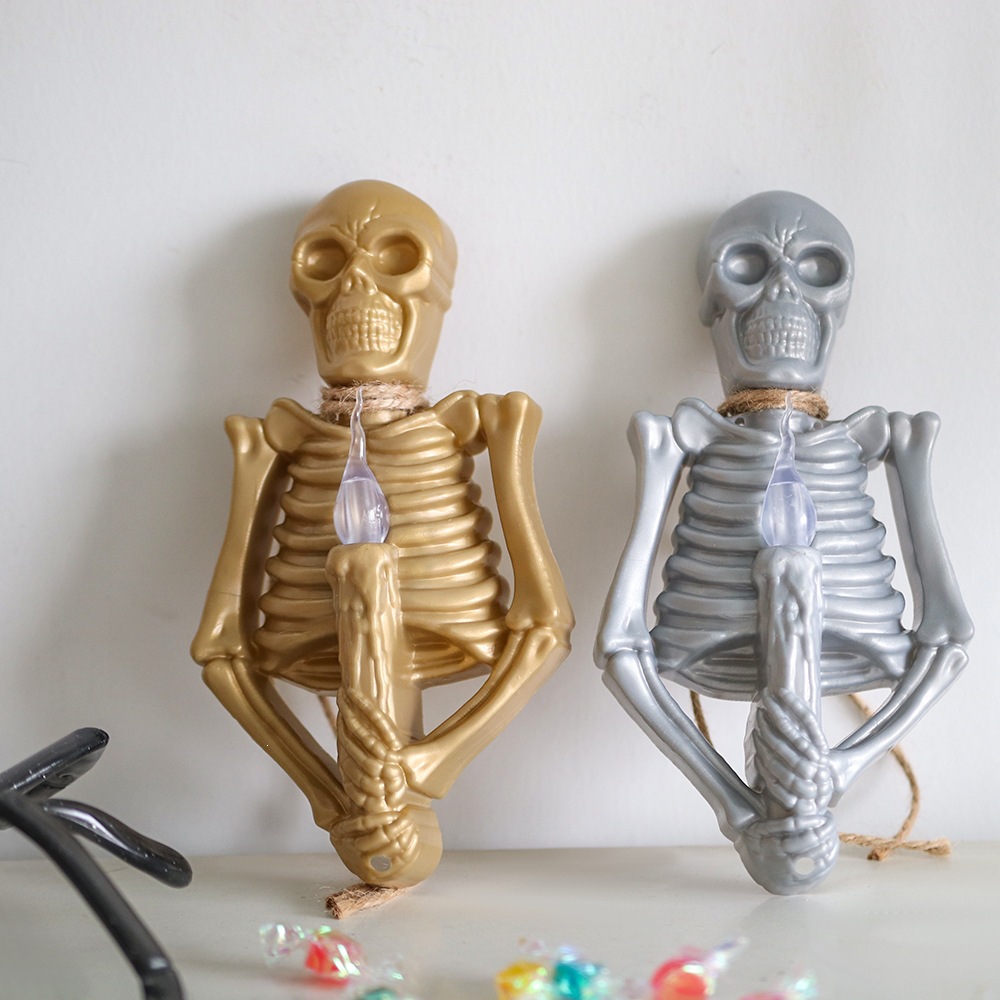 Nuevo Halloween decoración lámpara esqueleto atmósfera horrendo decoración props LED vela de mano lámpara esqueleto lámpara colgante