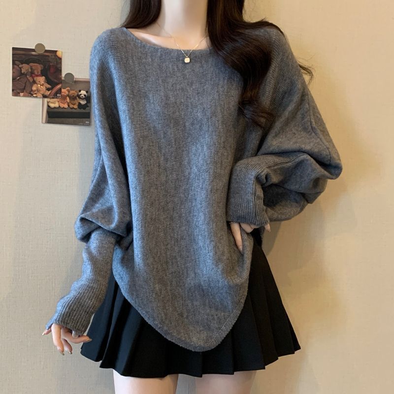 大码女装遮肚子慵懒风内搭毛衣女春秋胖妹妹宽松显瘦别致斗篷上衣|undefined