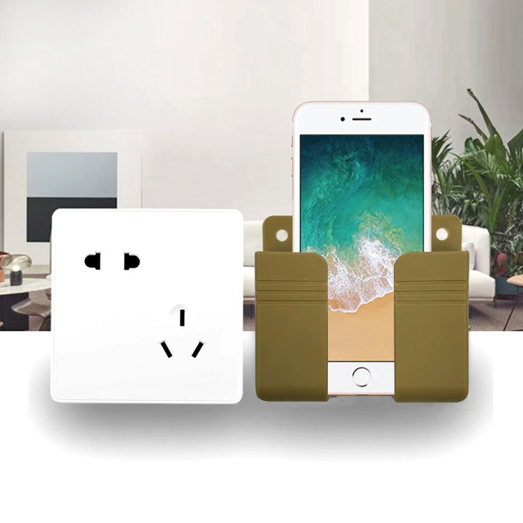 Wall-Mounted Phone Storage Box — Mobile Charging Holder with Hooks, 12.5×7.7×2.5 cm