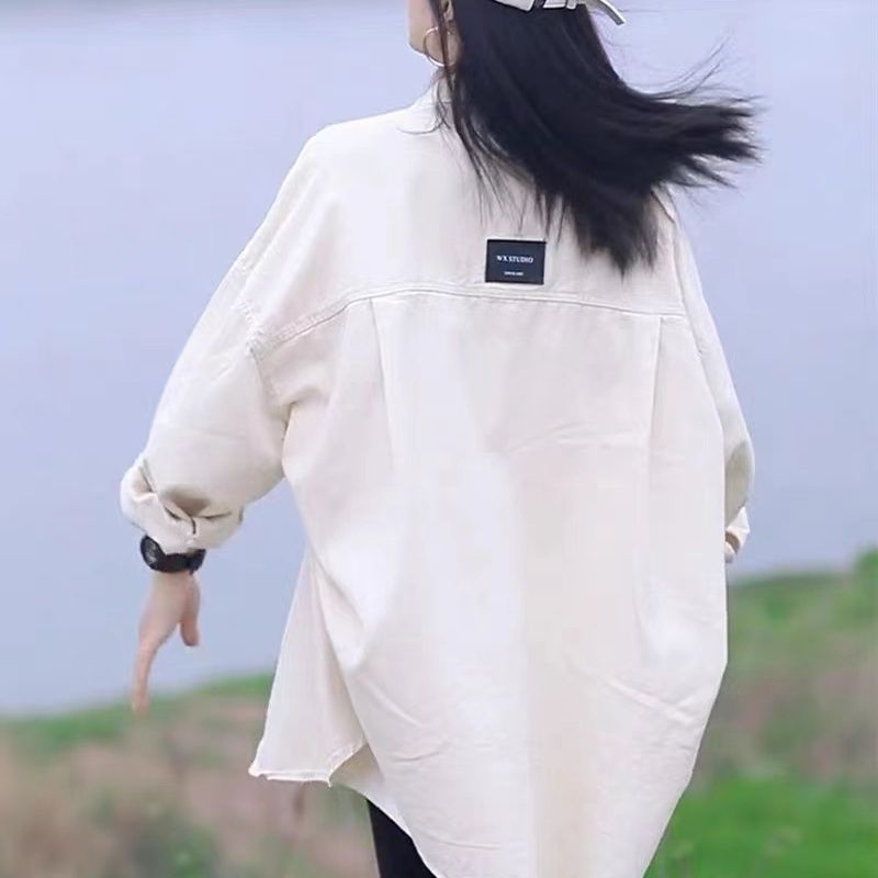 复古港风韩版衬衫外套女薄款春秋2025新款休闲宽松显瘦中长款上衣|undefined
