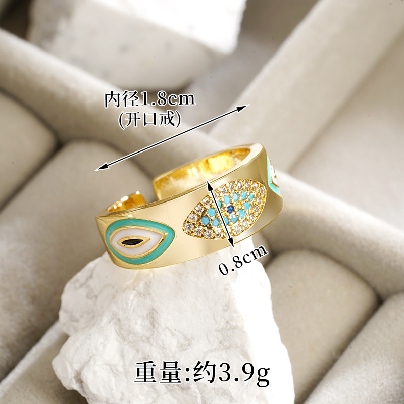 Nuevos productos transfronterizos de oro de arena de 18 quilates de ojos de diablo anillo de anillo de nicho femenino simple joyas de estilo europeo y americano al por mayor