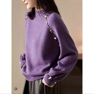 Monet Garden 100% Honey Bear Velvet Early Spring Heavyweight Versatile Knit Pullover for Women 5222